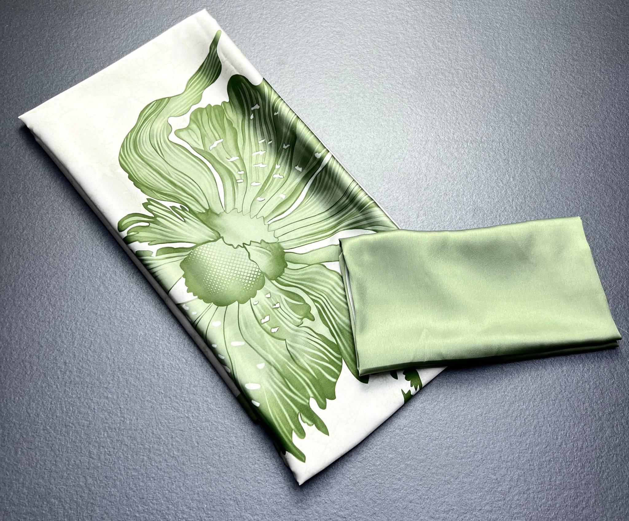 Green Original Japan Satin Digital Floral Saree